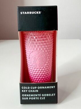 Starbucks Pink Cold Cup Ornament Key Chain.